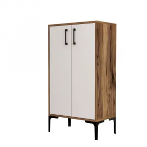Skrinka na topánky / Botník Prag - Walnut, White