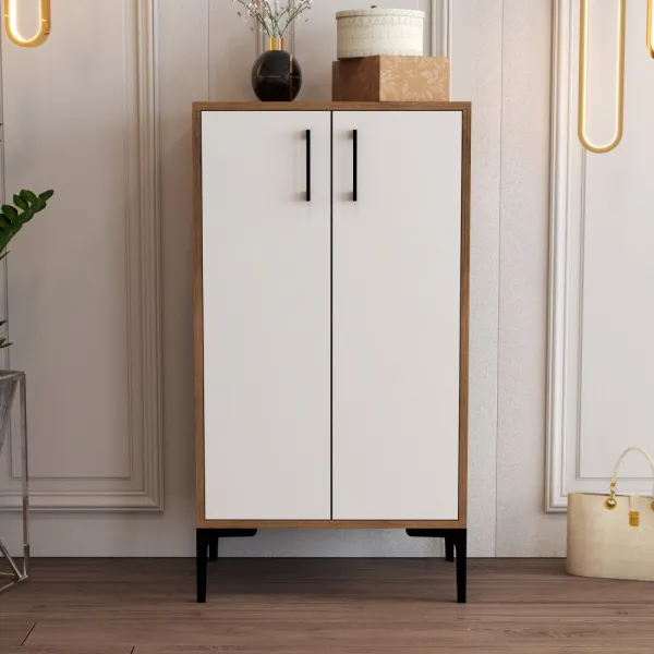 Skrinka na topánky / Botník Prag - Walnut, White