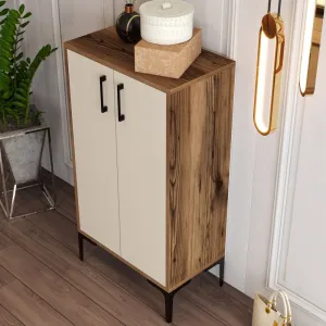 Skrinka na topánky / Botník Prag - Walnut, Cream
