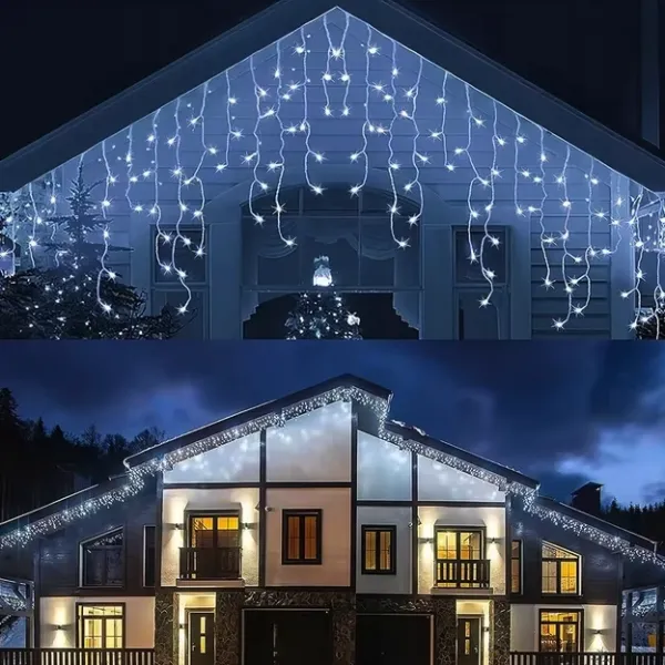 VianočnévonkajšieLEDosvetlenie,studenábielaIP44200LED/9,5m