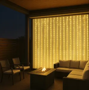 LEDsvetelnýzáves3x3m–300LED–teplábiela–USB–interiérovádekorácia300LED/3X3m