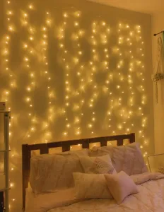 LEDsvetelnýzáves3x3m–300LED–teplábiela–USB–interiérovádekorácia300LED/3X3m