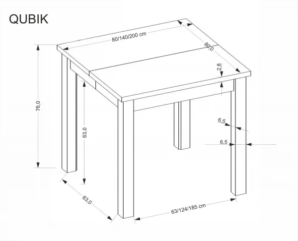 HALMAR Rozkladací jedálenský stôl Qubik 80/200 cm dub artisan/čierny