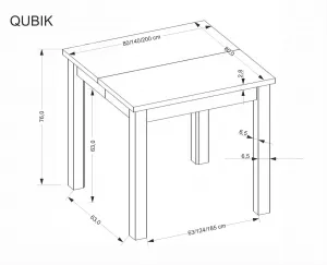 HALMAR Rozkladací jedálenský stôl Qubik 80/200 cm dub artisan/čierny