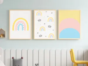 Benlemi Detský plagát na stenu DUHA S KORUNKAMI Zvoľte rozmer: 30x42 cm (A3)