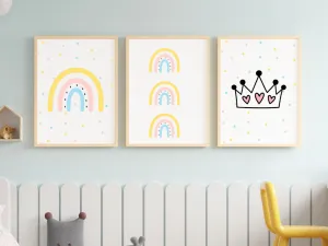 Benlemi Plagát na stenu DUHA do detskej izby PUNTÍKY Zvoľte rozmer: 30x42 cm (A3)