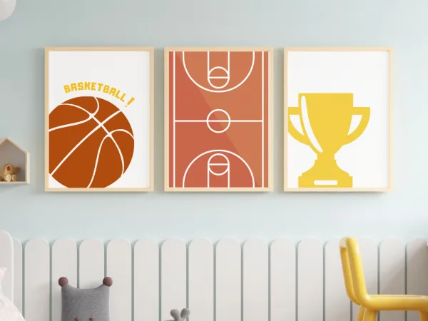 Benlemi Detský plagát BASKETBALOVÝ BALÓN na stenu Zvoľte rozmer: 30x42 cm (A3)
