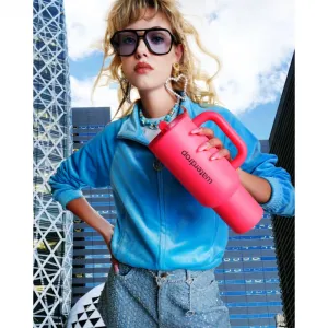 Waterdrop Explorer Tumbler tumbler z nehrdzavejúcej ocele s rúrkou (limitovaná edícia) Neon Pink 1100 ml