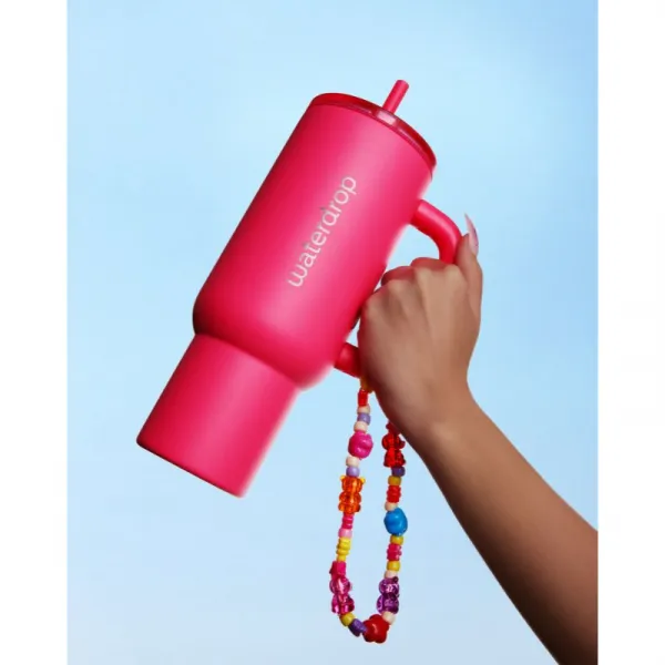 Waterdrop Explorer Tumbler tumbler z nehrdzavejúcej ocele s rúrkou (limitovaná edícia) Neon Pink 1100 ml