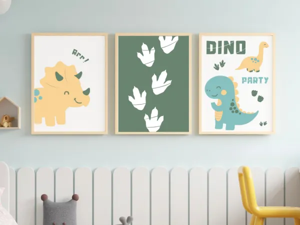 Benlemi Plagát DINOSAURUS do detskej izby ŽLTÝ Zvoľte rozmer: 30x42 cm (A3)