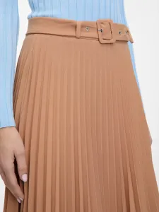 Svetlohnedá plisovaná midi sukňa