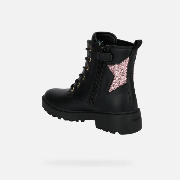 Čierne dievčenské členkové topánky Geox Casey Girl
