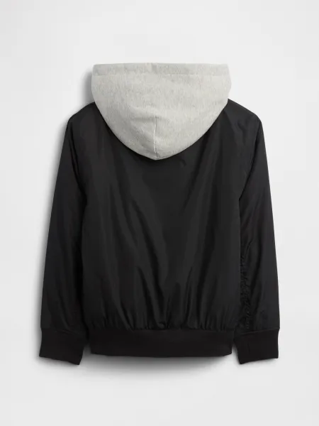 Detská prechodná bomber bunda s kapucňou