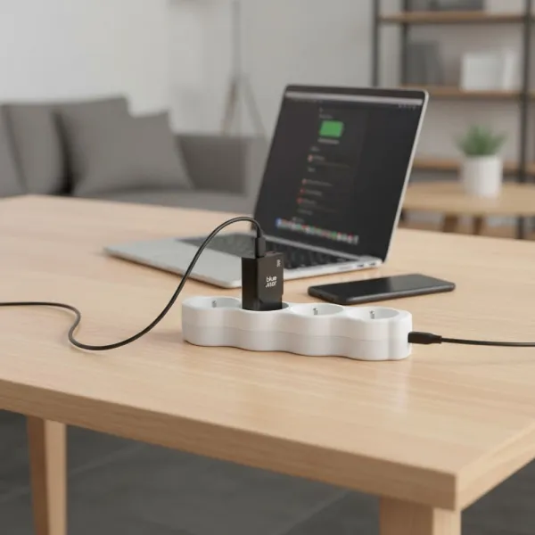 BlueStar Slim adaptér USB-C + USB-A, GaN, 25W, čierny