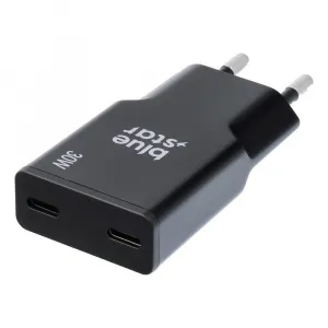 BlueStar Slim adaptér 2x USB-C, GaN, 30W, čierny