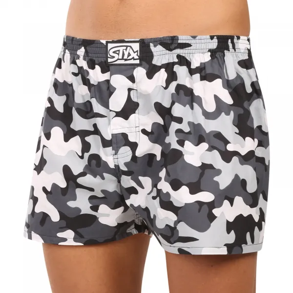 Pánske trenírky Styx art klasická guma nadrozmer maskáč šedý (E1952) 3XL