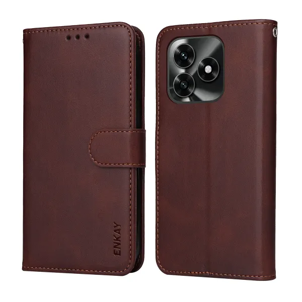 ENKAY PREMIUM SET Peňaženkové puzdro a ochranné sklo Honor X5c Plus hnedé