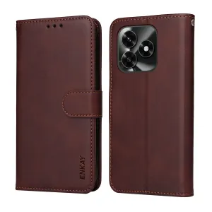 ENKAY PREMIUM SET Peňaženkové puzdro a ochranné sklo Honor X5c Plus hnedé