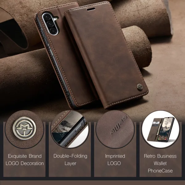 CASEME Peňaženkový obal pre Samsung Galaxy A17 / A17 5G tmavohnedý