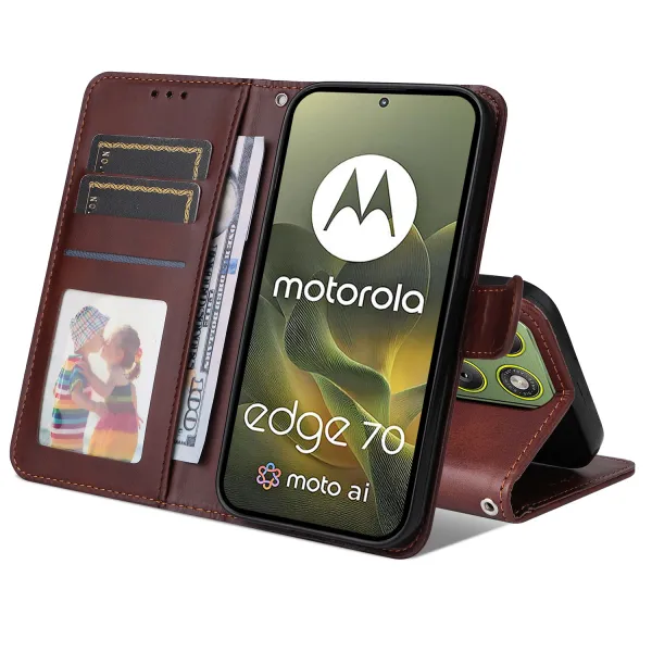 SMOOTH Peňaženkové puzdro pre Motorola Edge 70 hnedé