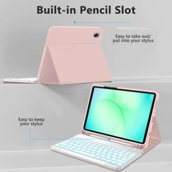 Puzdro Tech-Protect SC Pen + klávesnica, Samsung Galaxy Tab A9 / A11 8.7 X110 / X115 / X133 / X135, ružové