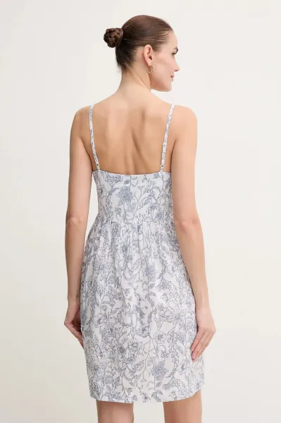Ľanové šaty Pepe Jeans DIVINA biela farba, mini, áčkový strih, PL953702