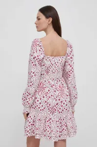 Šaty s prímesou ľanu Pepe Jeans DOXA biela farba, mini, áčkový strih, PL953498