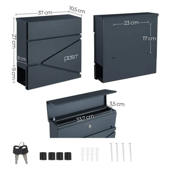 Antracitová poštová schránka s mechanizmom pomalého zatváran