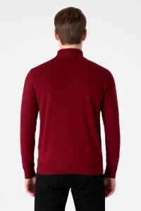Factory Pánsky bordový elegantný sveter so zipsom – hrejivý, pohodlný a štýlový Farba: Bordová, Veľkosť: 3XL
