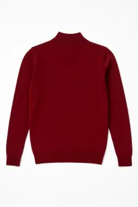 Factory Pánsky bordový elegantný sveter so zipsom – hrejivý, pohodlný a štýlový Farba: Bordová, Veľkosť: 3XL