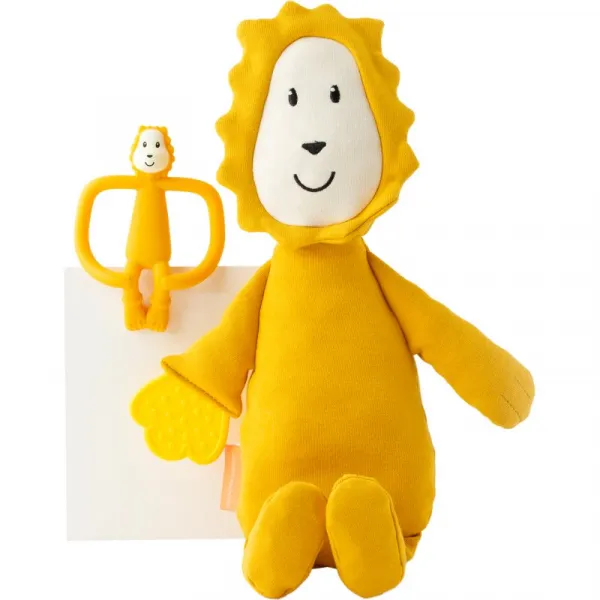 Matchstick Monkey Teething Gift Set 3m+ hryzadielko + hračka Lion 1 ks