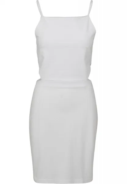 Women's Short Spaghetti Pique Dress White