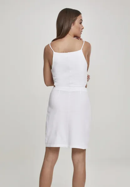 Women's Short Spaghetti Pique Dress White