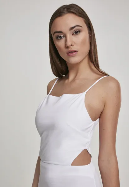 Women's Short Spaghetti Pique Dress White