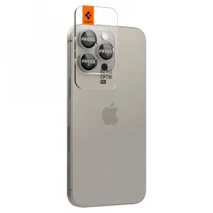 Spigen Optik.TR Ez Fit ochrana fotoaparátu, 2 kusy, iPhone 14 Pro / Max / 15 Pro / Max / 16 Pro / Max / 17 Pro / Max, natural titanium
