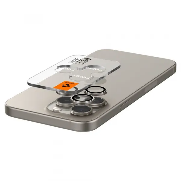 Spigen Optik.TR Ez Fit ochrana fotoaparátu, 2 kusy, iPhone 14 Pro / Max / 15 Pro / Max / 16 Pro / Max / 17 Pro / Max, natural titanium