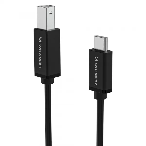 Wozinsky WKDDY2S kábel USB-B – USB-C, 2 m, čierny