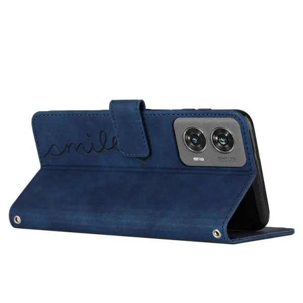 ART SMILE Peňaženkový obal s remienkom pre Motorola Edge 50 Fusion modrý