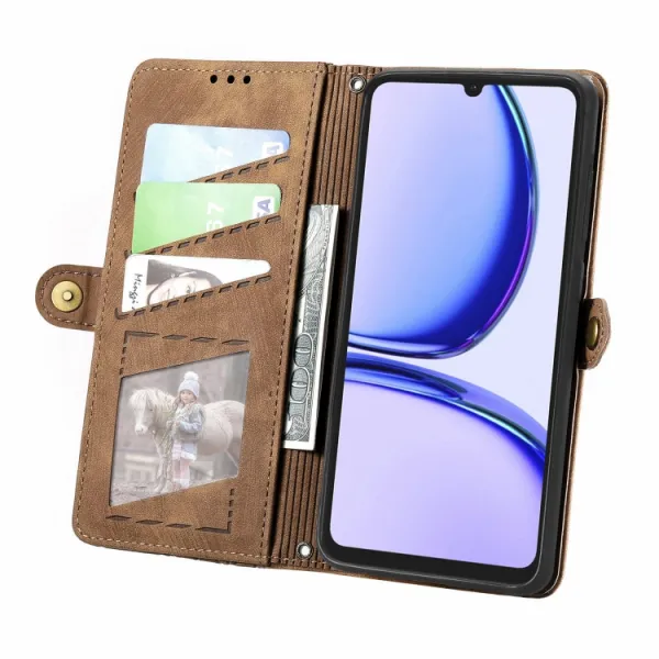 GEOM Peňaženkové puzdro pre Realme Note 50 hnedé