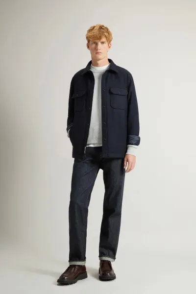 Bunda Woolrich Alaskan Wool Overshirt Melton Blue