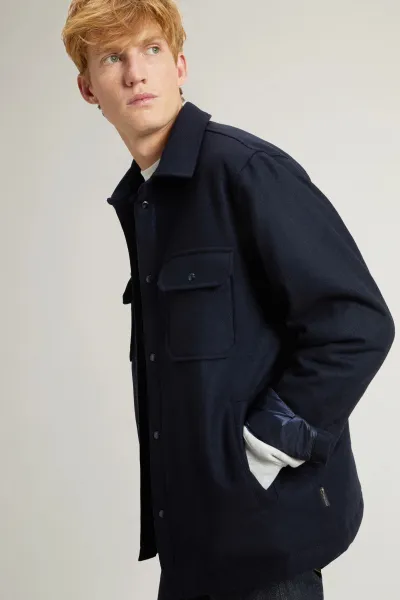 Bunda Woolrich Alaskan Wool Overshirt Melton Blue