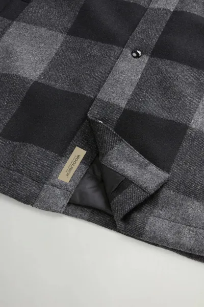 Bunda Woolrich Alaskan Wool Check Overshirt Charcoal Buffalo