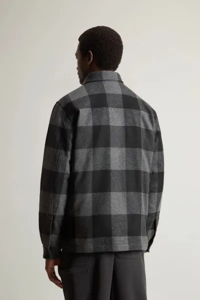 Bunda Woolrich Alaskan Wool Check Overshirt Charcoal Buffalo