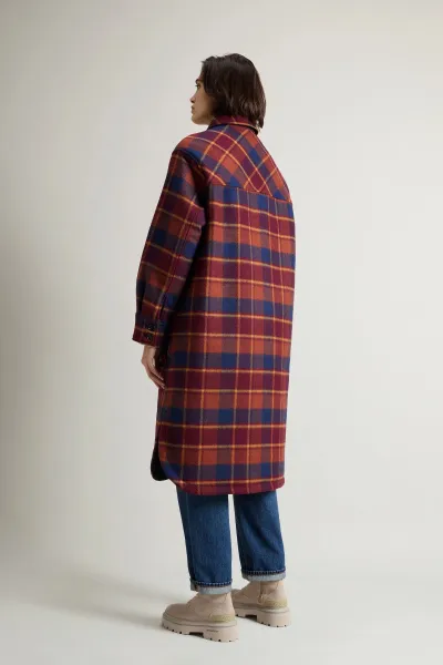 Kabát Woolrich Compact Wool Overcoat Syrah Check
