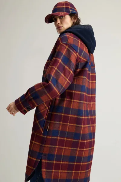 Kabát Woolrich Compact Wool Overcoat Syrah Check