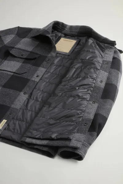 Bunda Woolrich Alaskan Wool Check Overshirt Charcoal Buffalo