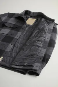 Bunda Woolrich Alaskan Wool Check Overshirt Charcoal Buffalo