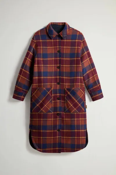 Kabát Woolrich Compact Wool Overcoat Syrah Check