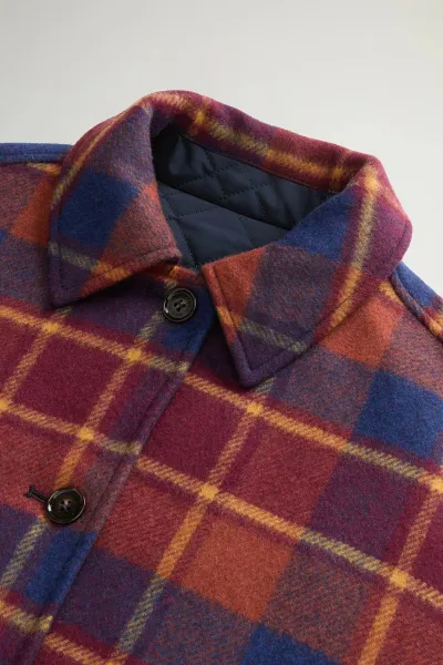 Kabát Woolrich Compact Wool Overcoat Syrah Check