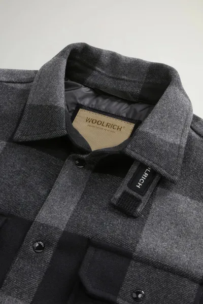 Bunda Woolrich Alaskan Wool Check Overshirt Charcoal Buffalo